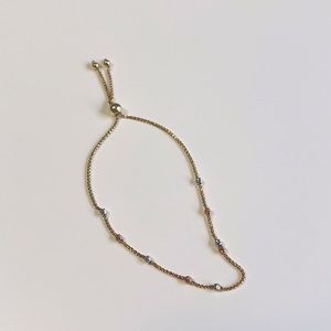 [Rogers & Hollands] Tri-color Bead Friendship Bolo Bracelet in 14k Gold